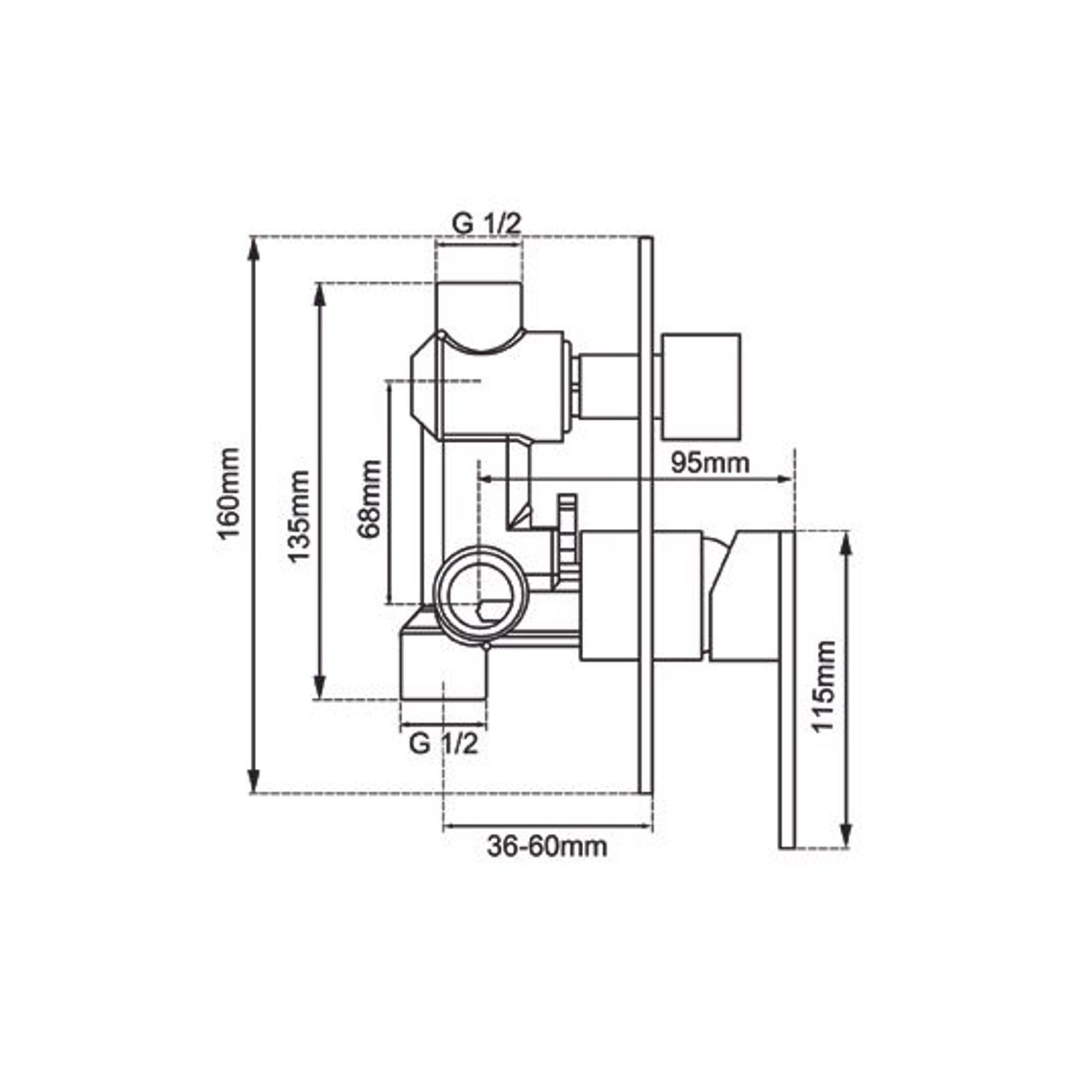 Lucid Pin Wall Mixer Diverter Trim Kit Brushed Copper gallery detail image