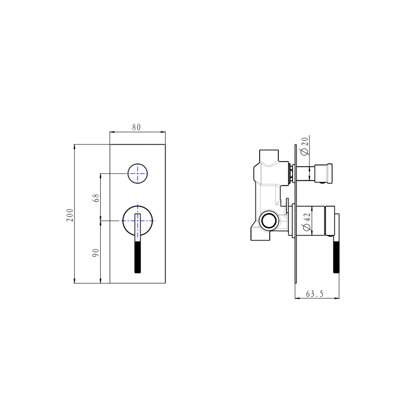 Caddence Wall Mixer with Diverter Gun Metal Grey gallery detail image