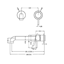 Zen SS316L Wall Basin/Bath Mixer Separate Back Plate 230mm Spout Trim Kits | Graphite gallery detail image
