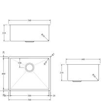 Aspen PVD 500mm Single Kitchen Sink Matte Black gallery detail image