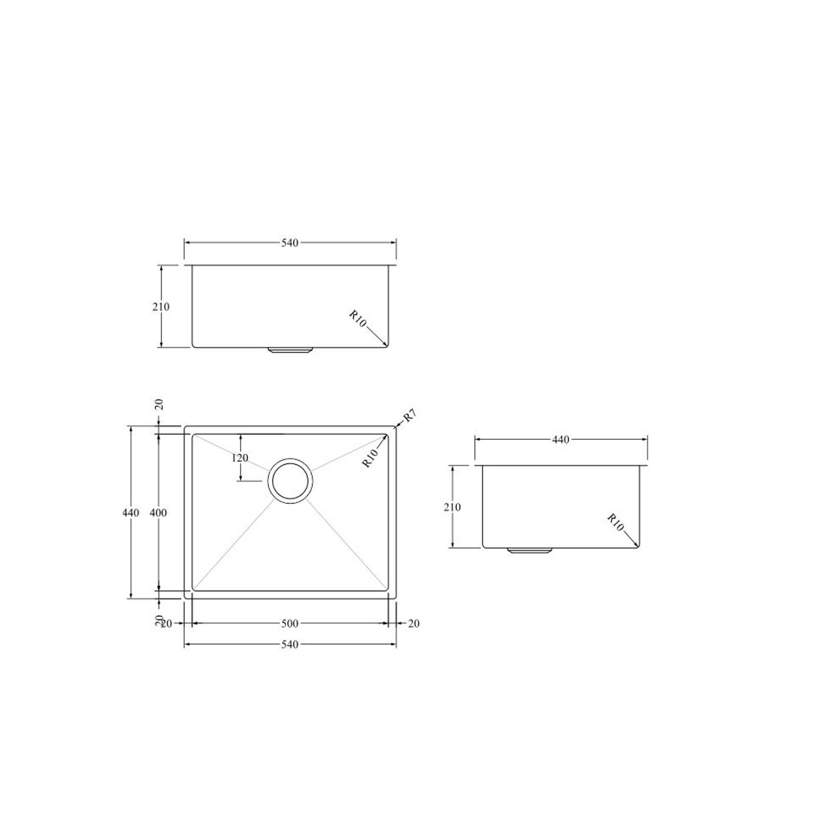 Aspen PVD 500mm Single Kitchen Sink Matte Black gallery detail image