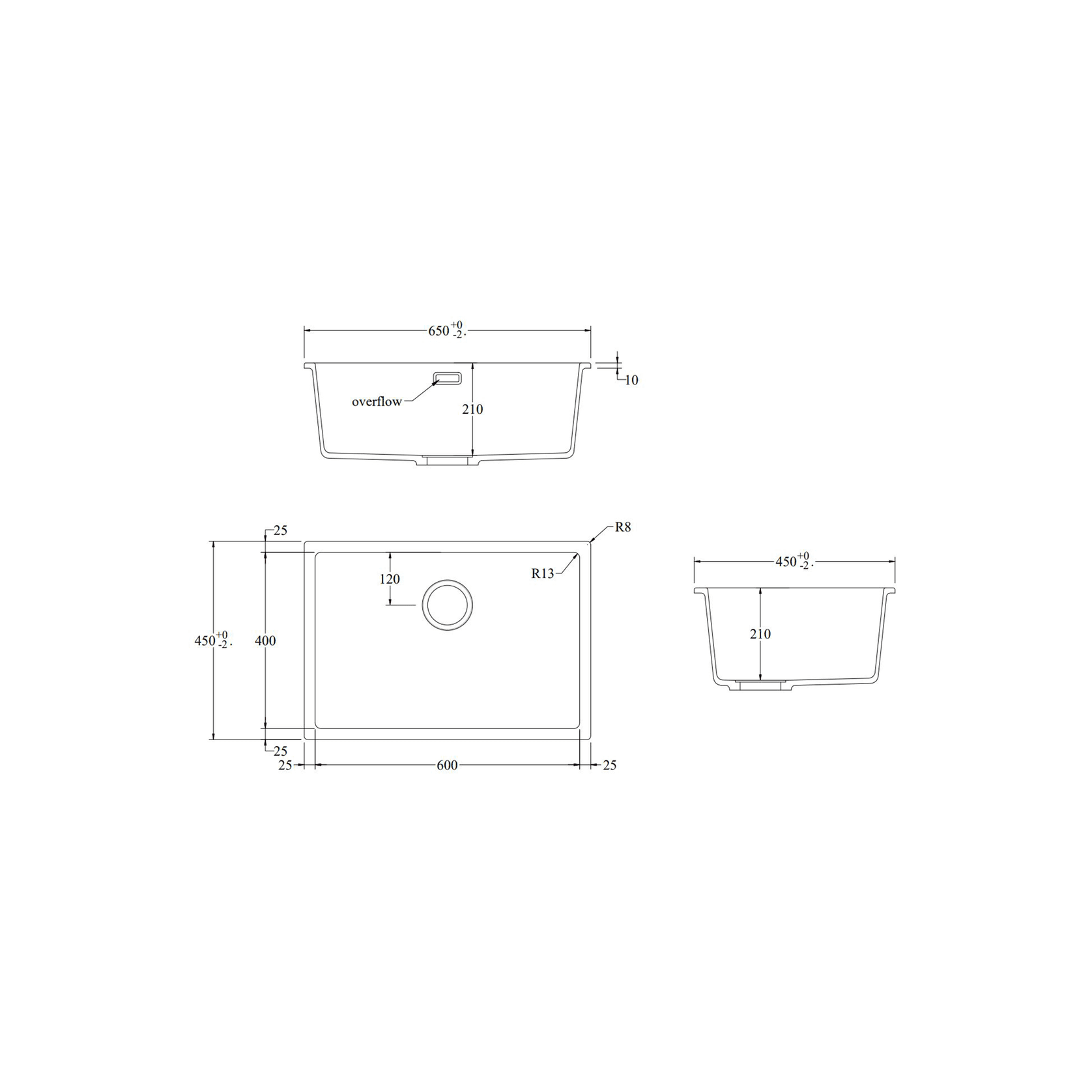 Aura Granite 600mm Single Kitchen Sink Charcoal gallery detail image