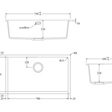 Aura Granite 700mm Single Kitchen Sink Matte Black gallery detail image