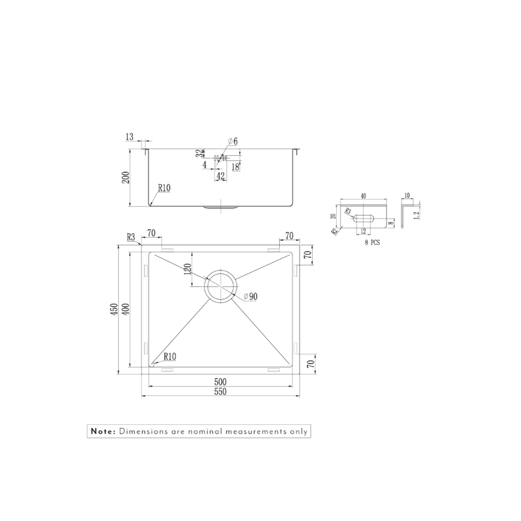 Seba Single Sink 550mm | With Overflow gallery detail image