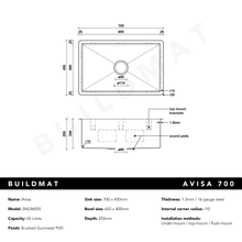Brushed Gunmetal Avisa 700x450 Large Single Bowl Sink gallery detail image