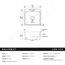 Leo 510x500 Single Bowl Tap Landing Sink gallery detail image