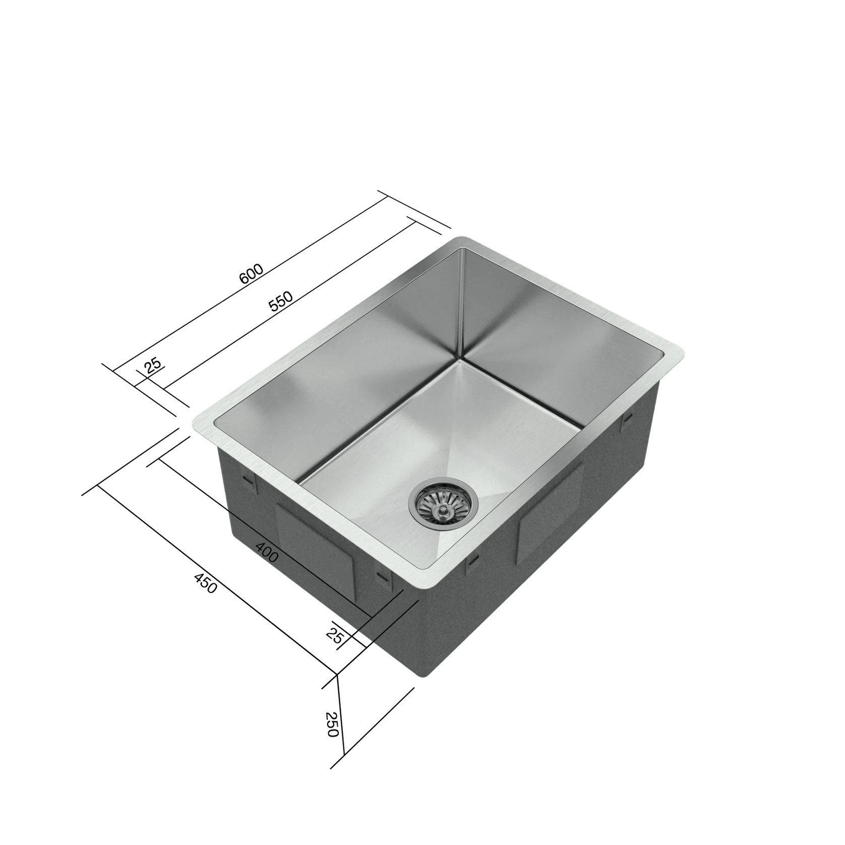 Willow 600x450 Medium Single Bowl Sink gallery detail image
