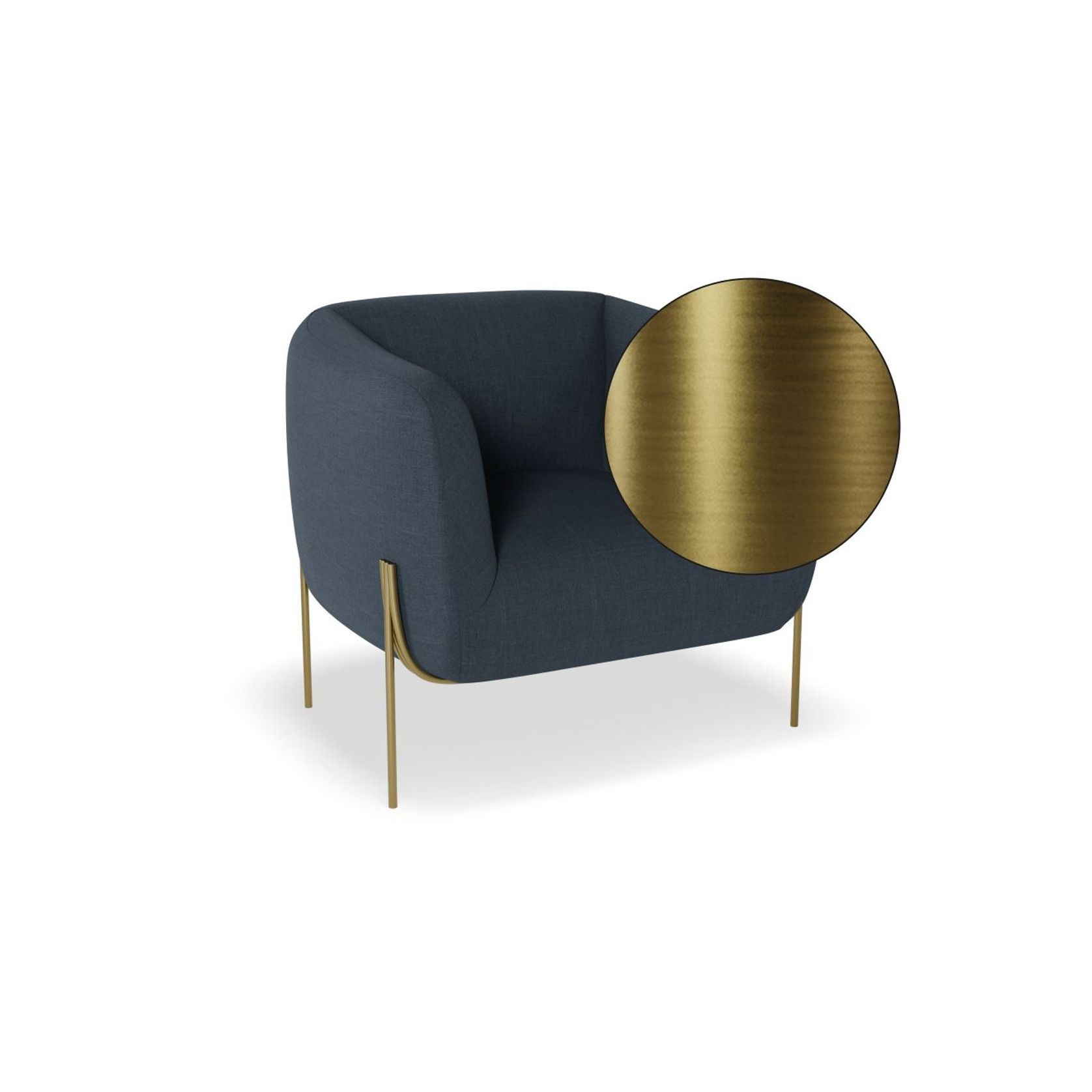 Belle Lounge Chair - Midnight Blue - Matt Black Legs gallery detail image