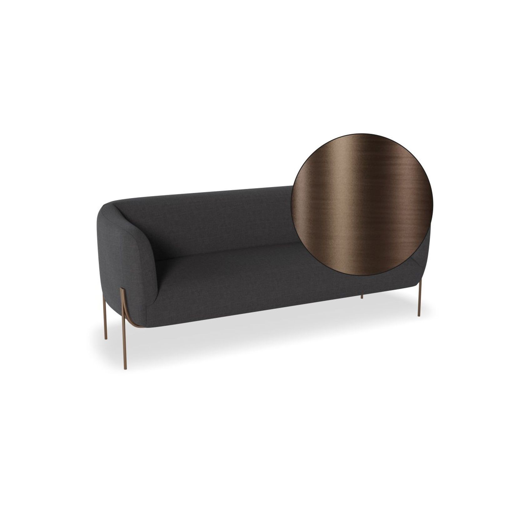 Belle 2.5 Seater Sofa - Storm Grey - Matt Black Legs gallery detail image