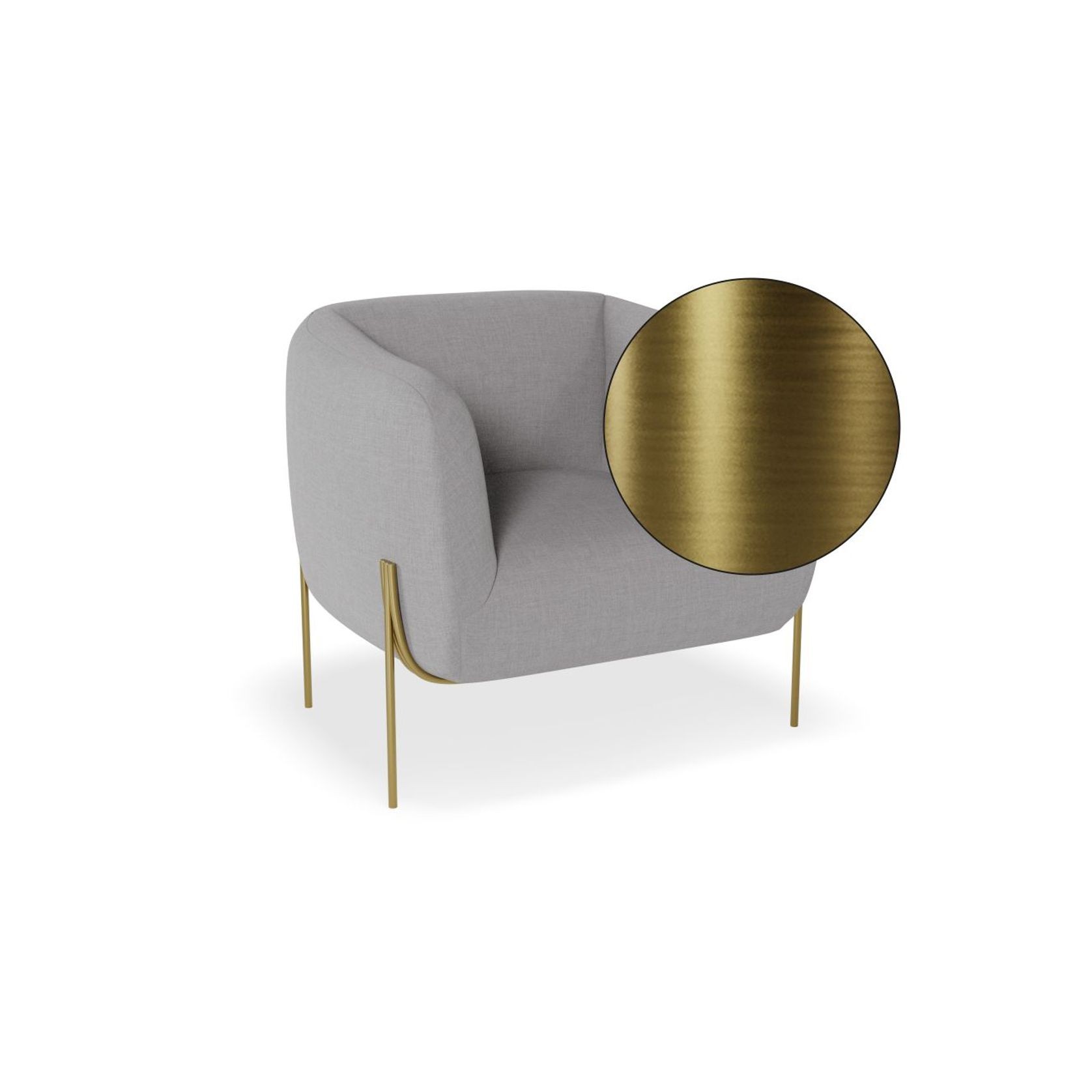 Belle Lounge Chair -Cloud Grey Brushed Matt Bronze Legs gallery detail image