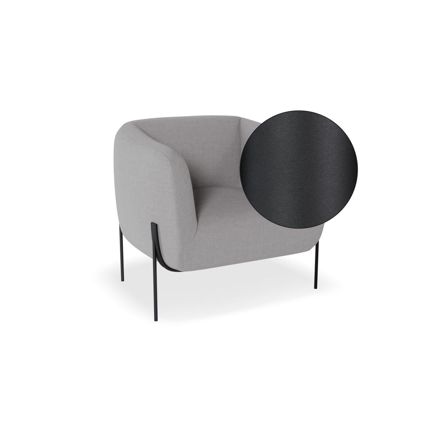 Belle Lounge Chair - Cloud Grey - Matt Black Legs gallery detail image