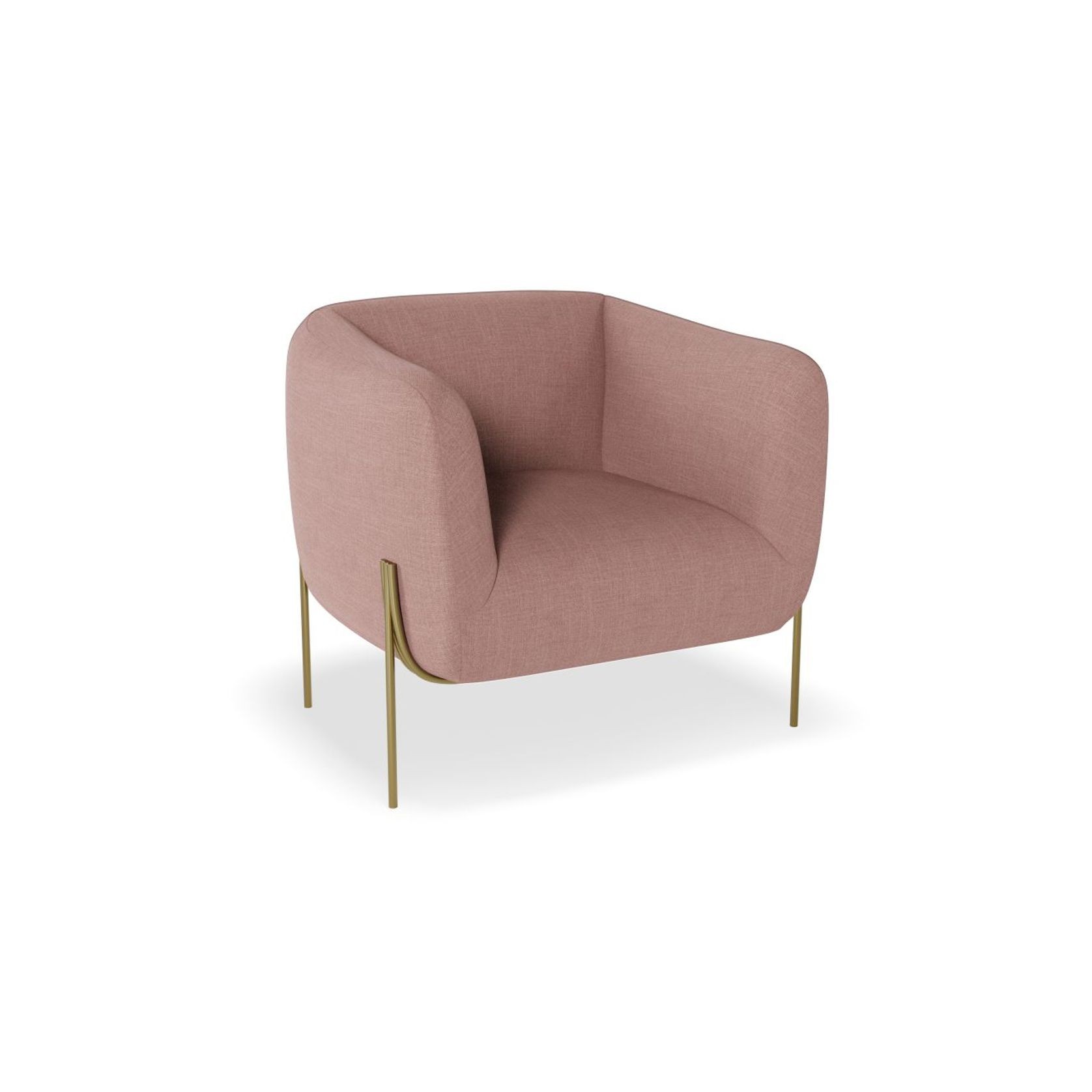 Belle Lounge Chair -Blush Pink Brushed Matt Bronze Legs gallery detail image