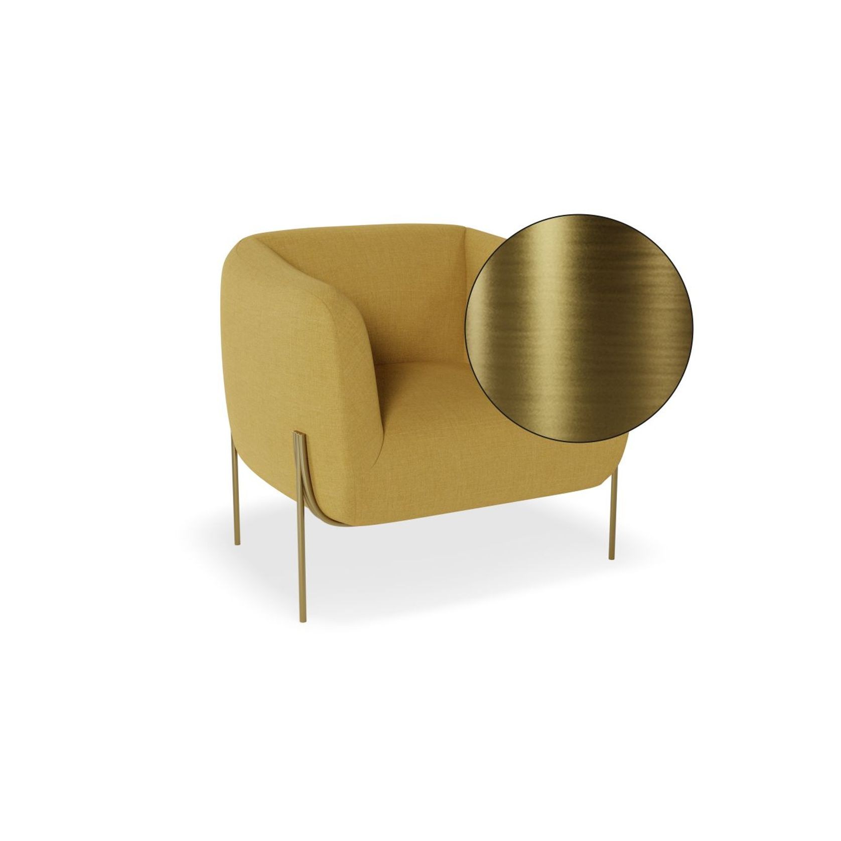Belle Lounge Chair - Tuscan Yellow - Brushed Matt Bronze Legs gallery detail image