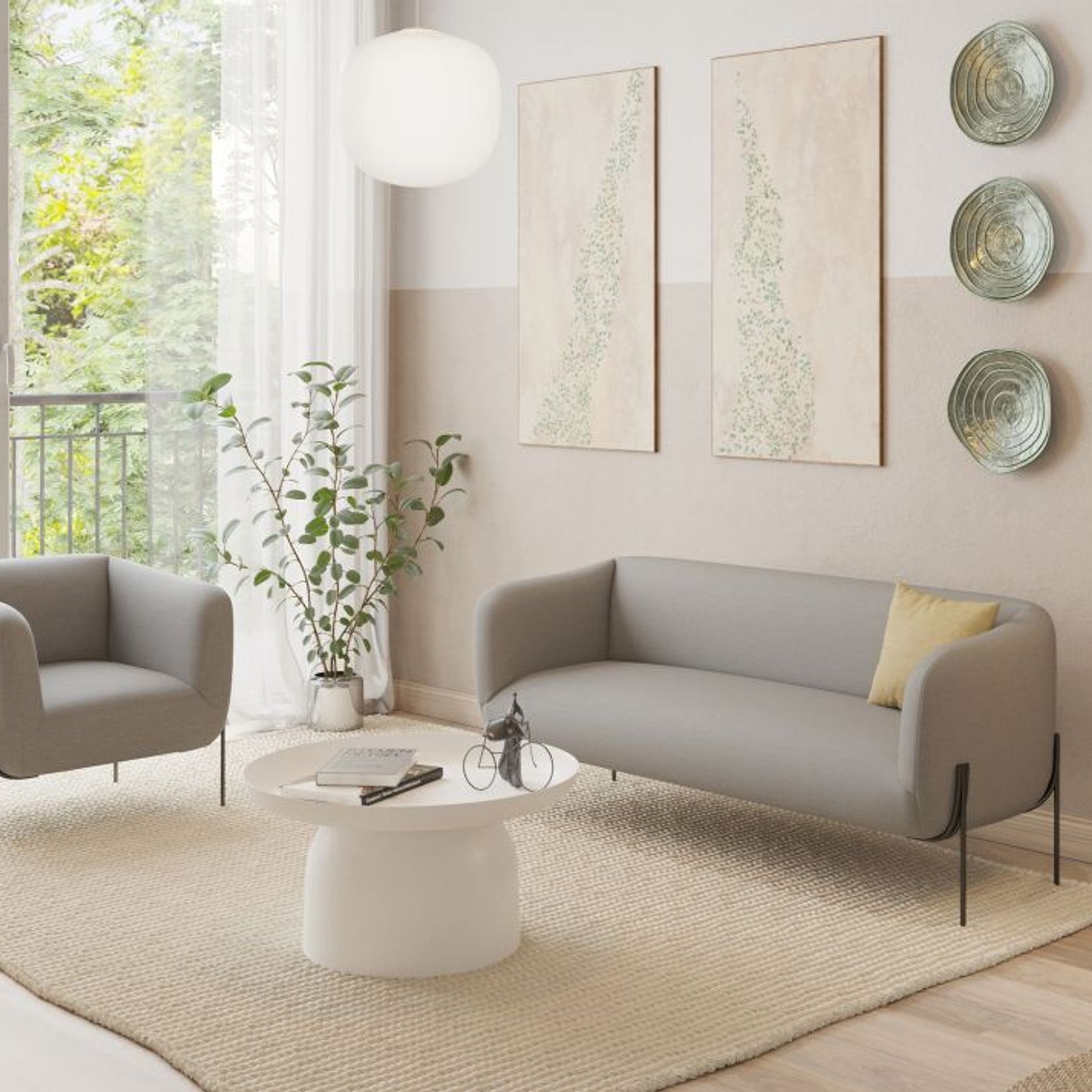 Belle 2.5 Seater Sofa - Cloud Grey - Matt Black Legs gallery detail image