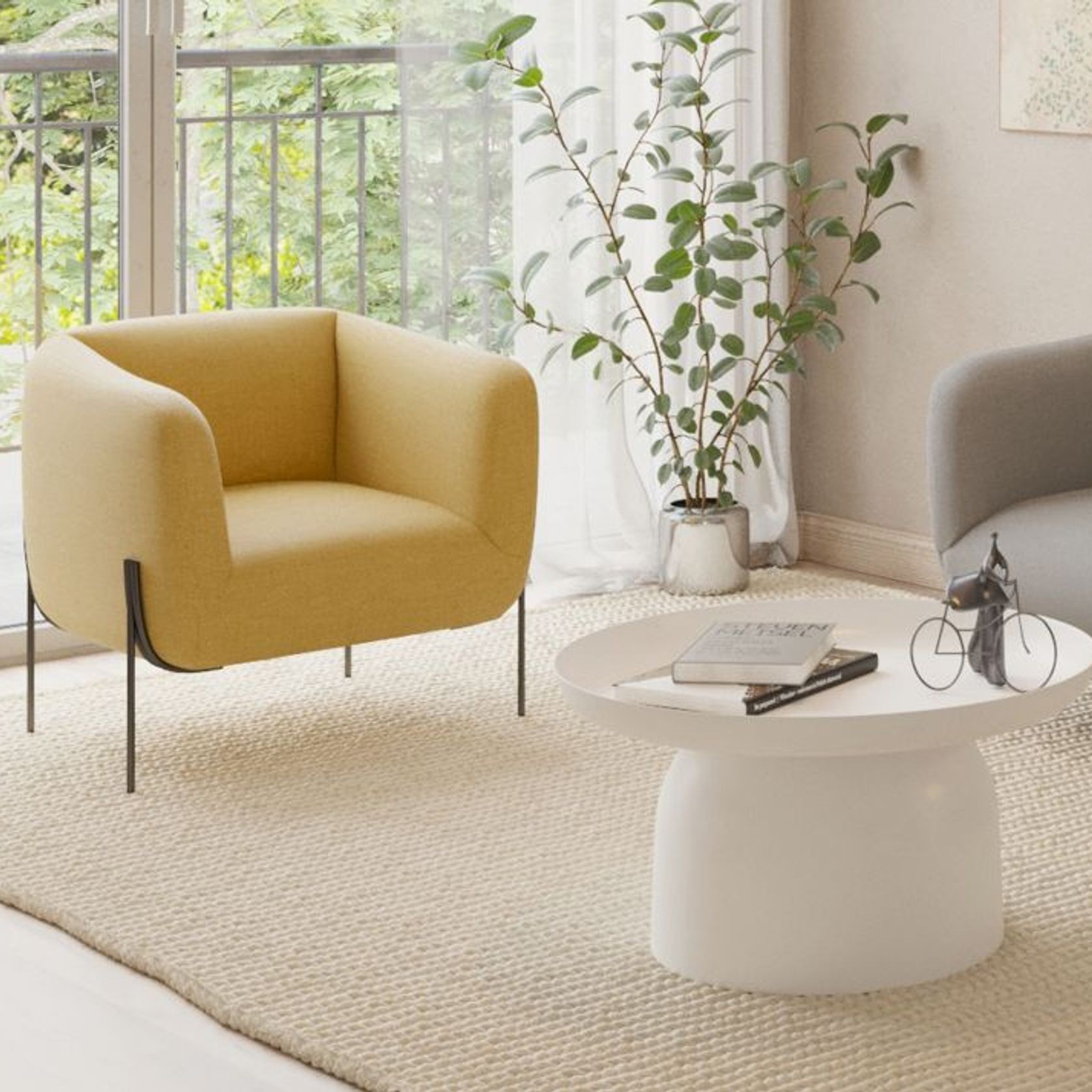 Belle Lounge Chair - Tuscan Yellow - Brushed Matt Bronze Legs gallery detail image