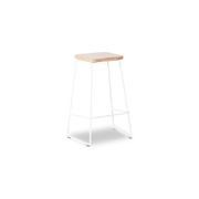 Hugo Bar Stool - White - Natural Seat - 78cm Round gallery detail image