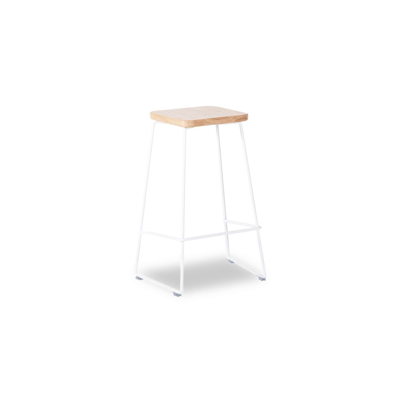 Hugo Bar Stool - White - Natural Seat - 68cm Round gallery detail image