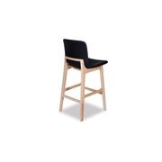 Ara Stool - Natural - Black Pad - Black Padded Seat - Natural Ash legs 66cm Seat height gallery detail image