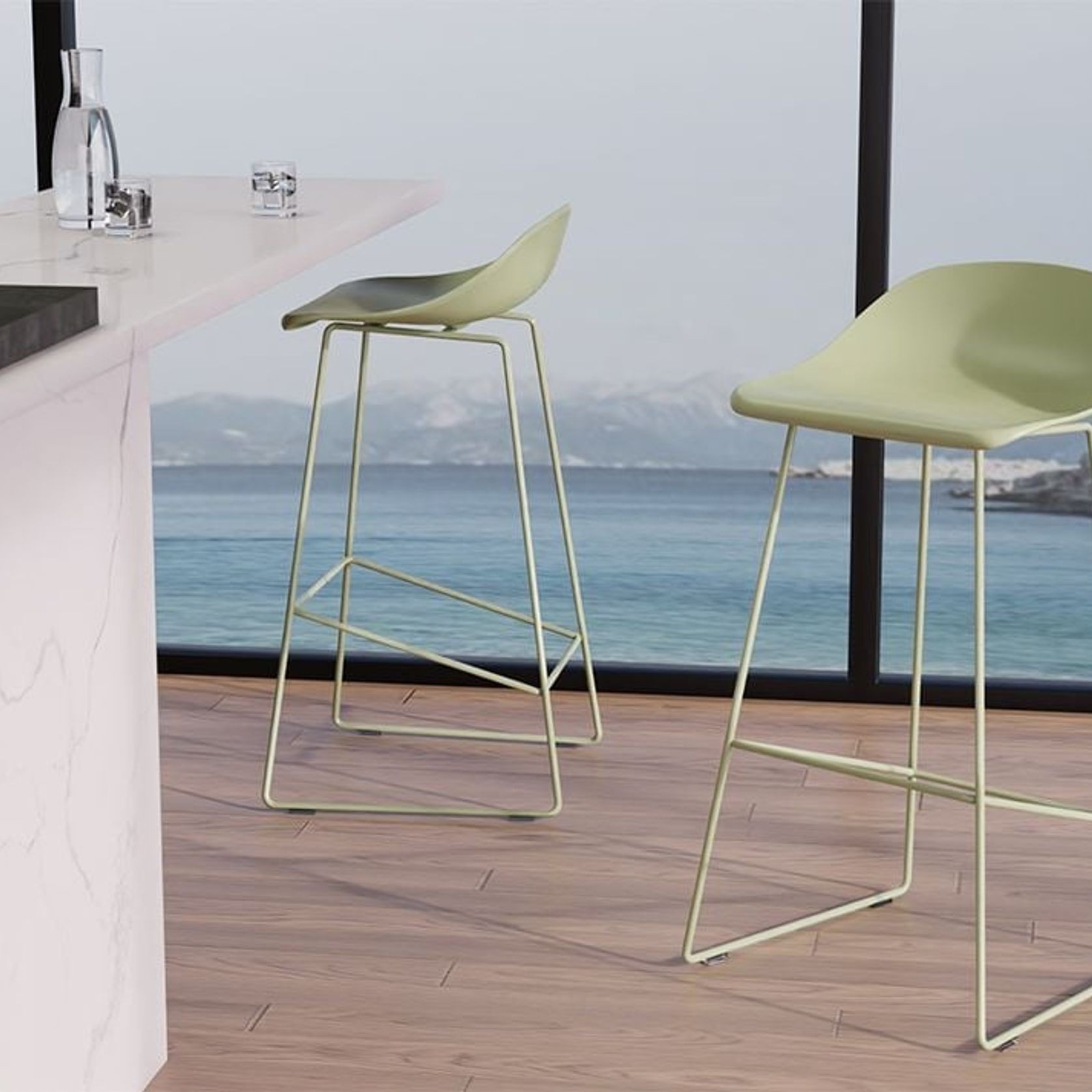 Pop Stool - Dusty Green Frame and Shell Seat gallery detail image