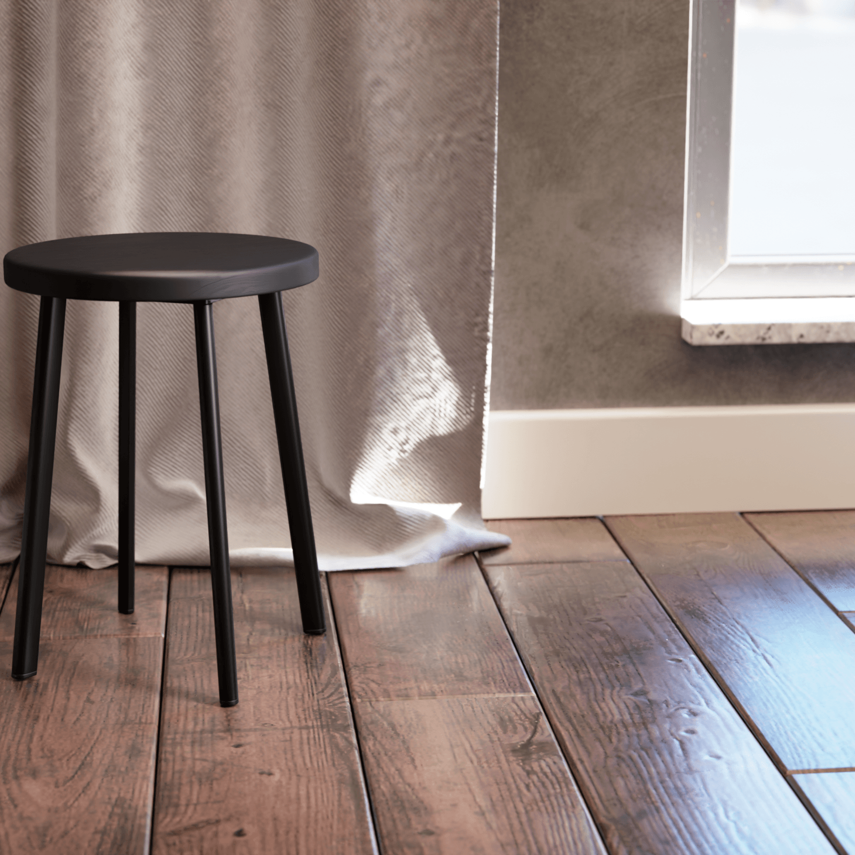 Atlas Low Stool - Black gallery detail image
