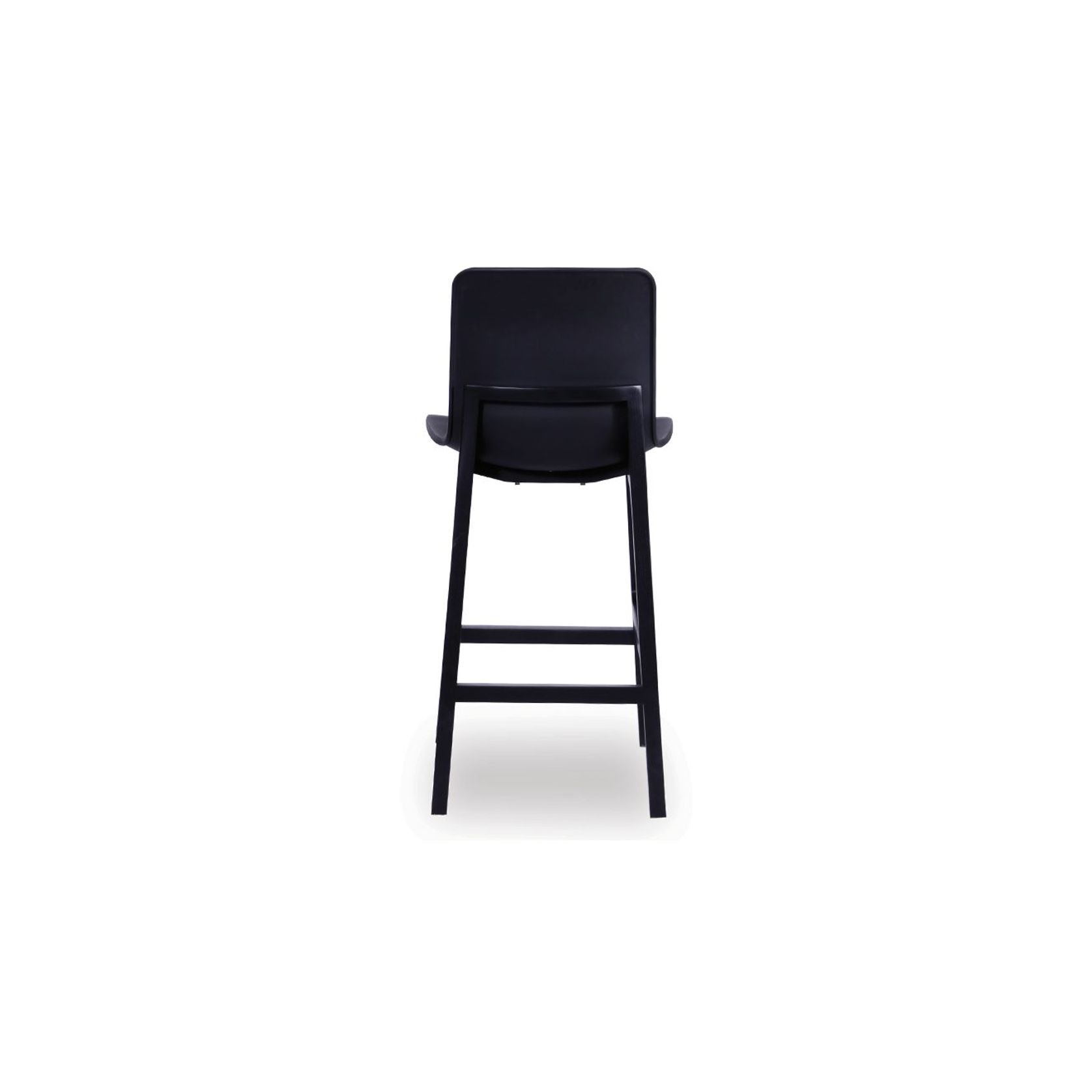 Ara Stool - Black - Black Shell - Kitchen Bench Seat Height 65cm - Black Seat - Black Ash legs gallery detail image
