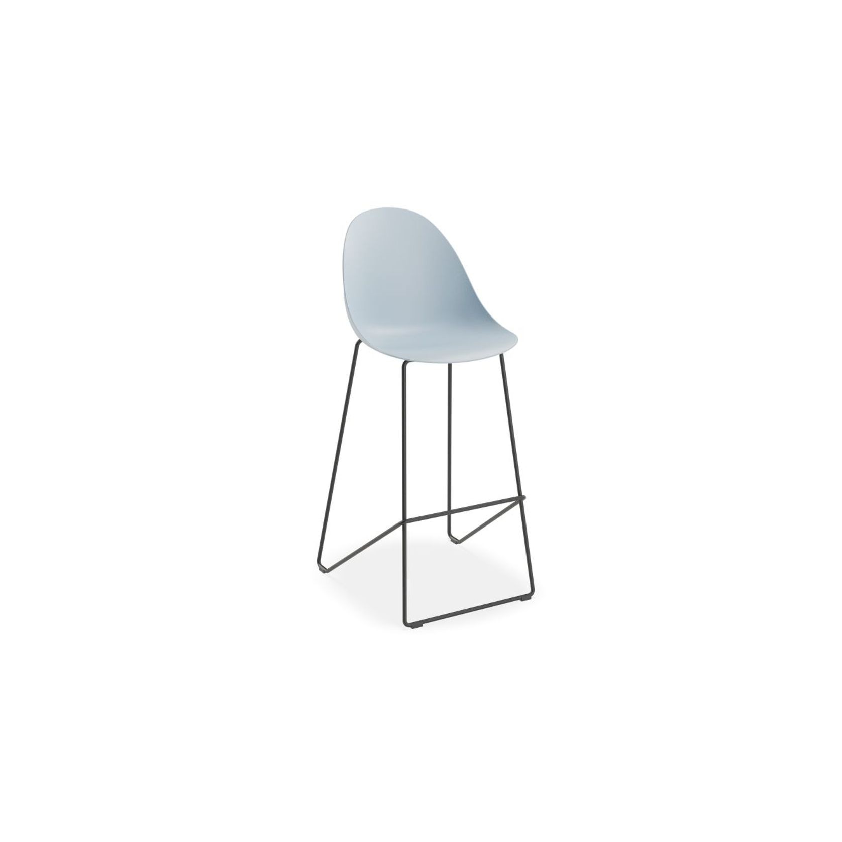 Pebble Blue Stool Shell Seat - Bar Stool 75cm Seat - Black Base gallery detail image
