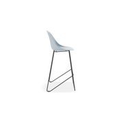 Pebble Blue Stool Shell Seat - Bar Stool 75cm Seat - White Base gallery detail image