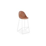 Pebble Stool Brown Upholstered Vintage Seat  - Counter Stool 65cm Seat - Black Base gallery detail image