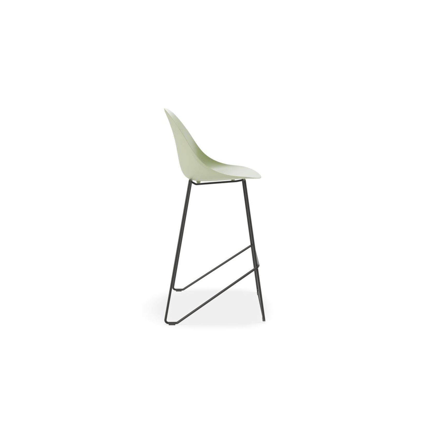 Pebble Mint Green Stool Shell Seat - Counter Stool 65cm Seat - Black Base gallery detail image