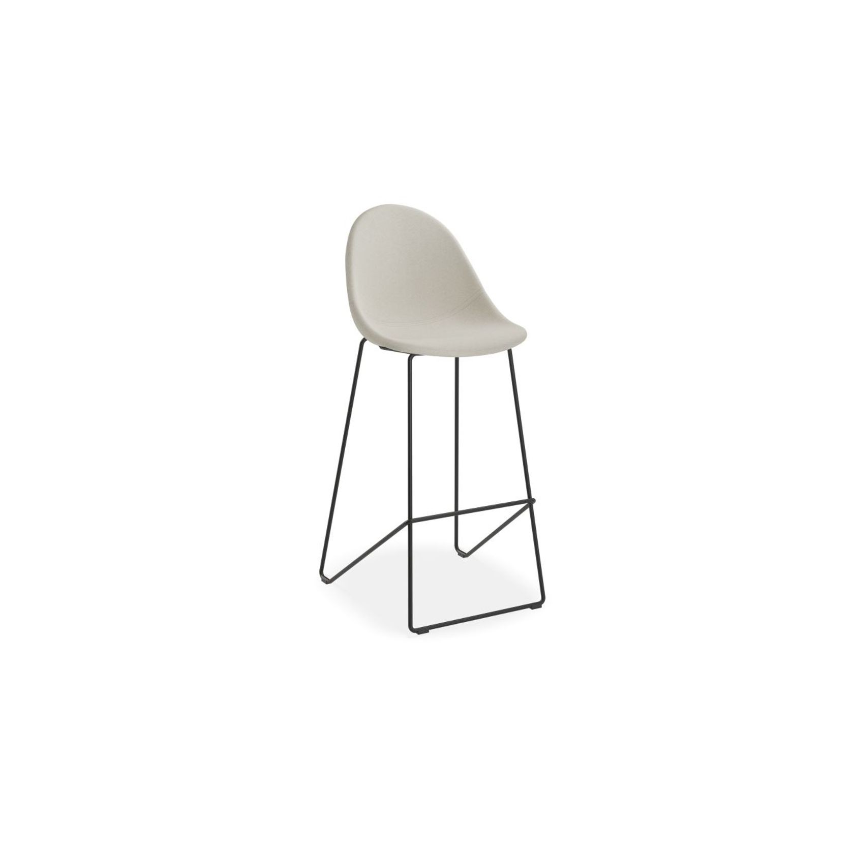 Pebble Fabric Light Grey Upholstered Stool - Bar Stool 75cm Seat - Black Frame gallery detail image