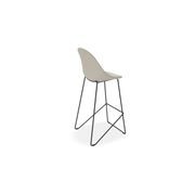 Pebble Fabric Light Grey Upholstered Stool - Bar Stool 75cm Seat - White Frame gallery detail image