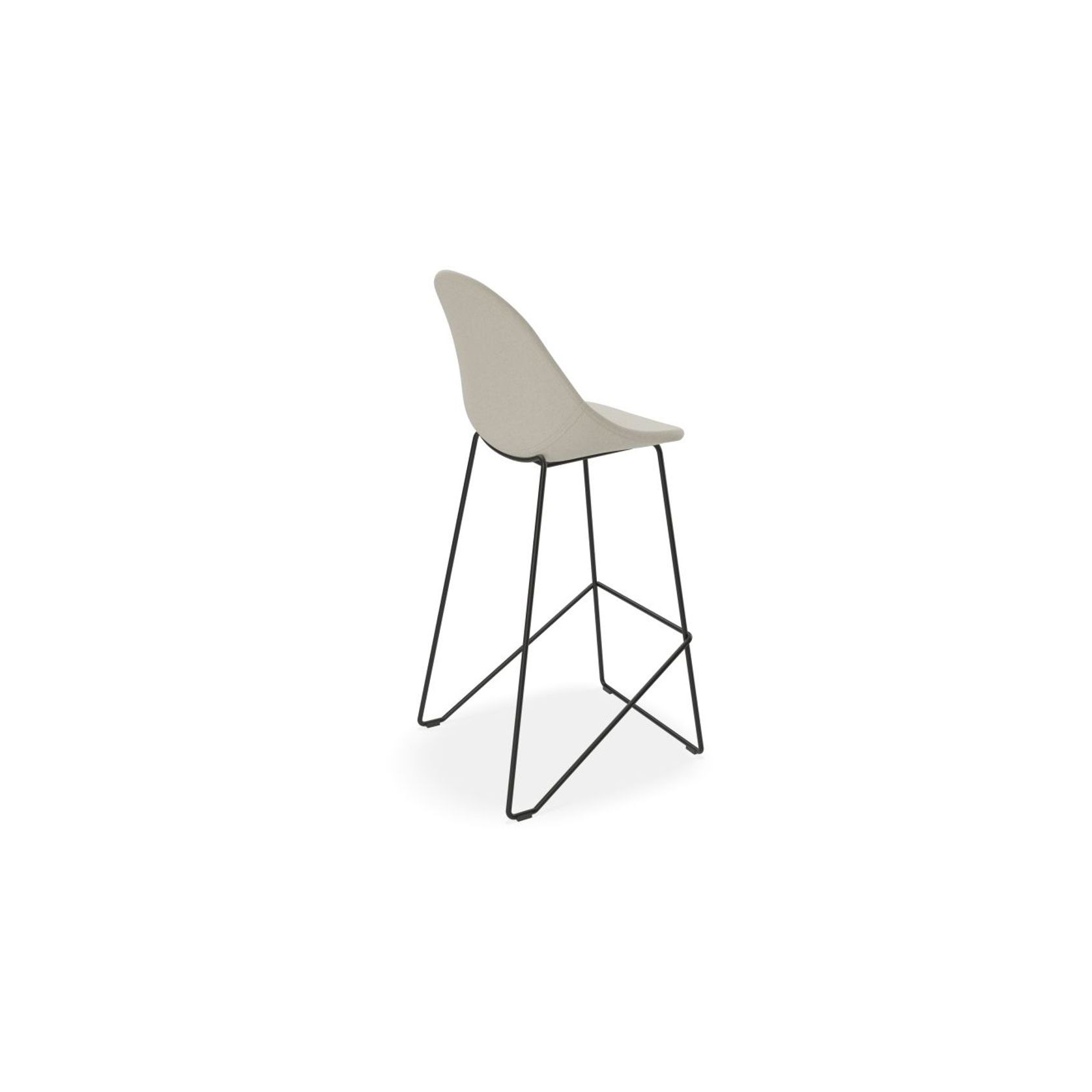 Pebble Fabric Light Grey Upholstered Stool - Counter Stool 65cm Seat - Black Frame gallery detail image