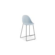 Pebble Blue Stool Shell Seat - Bar Stool 75cm Seat - Black Base gallery detail image