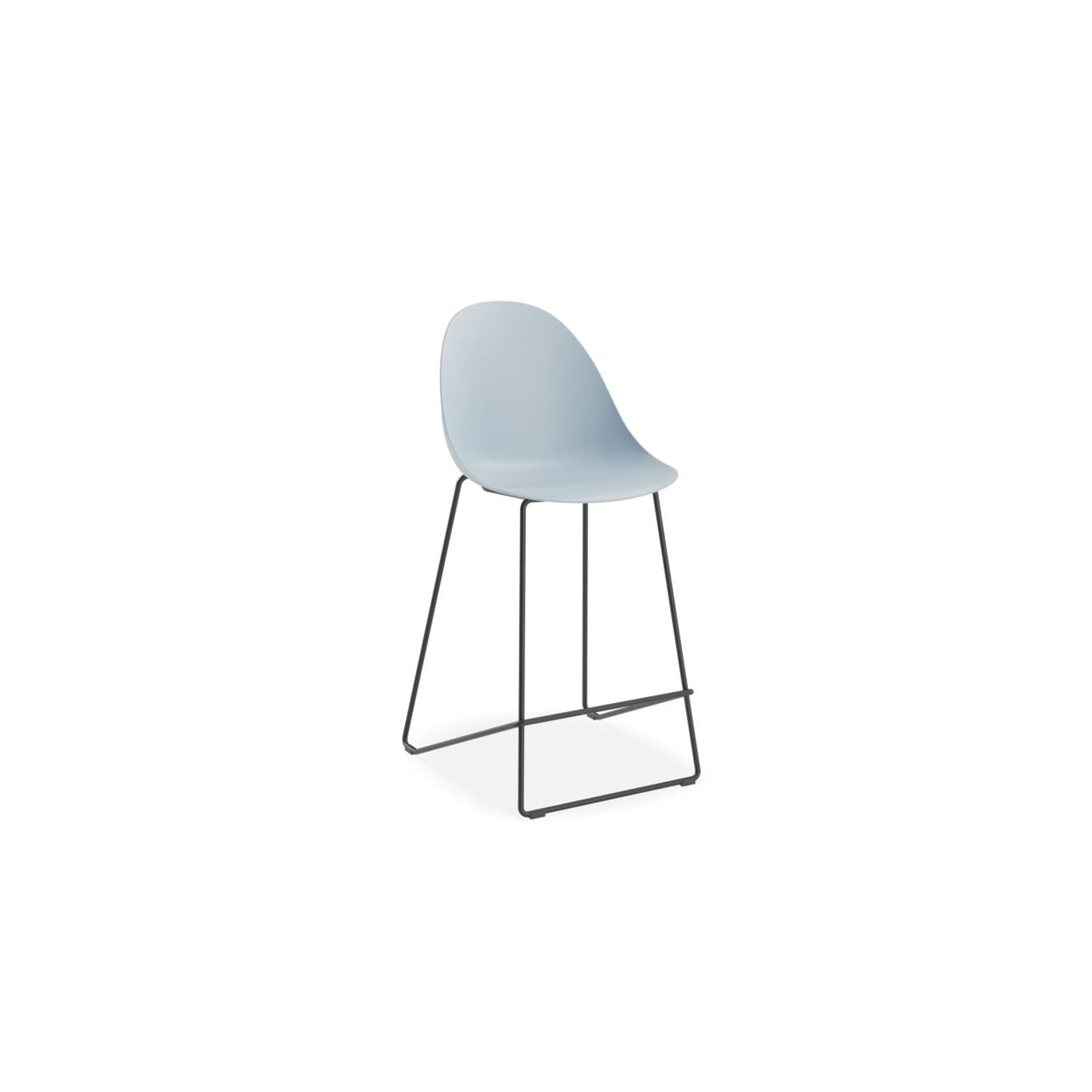 Pebble Blue Stool Shell Seat - Bar Stool 75cm Seat - White Base gallery detail image