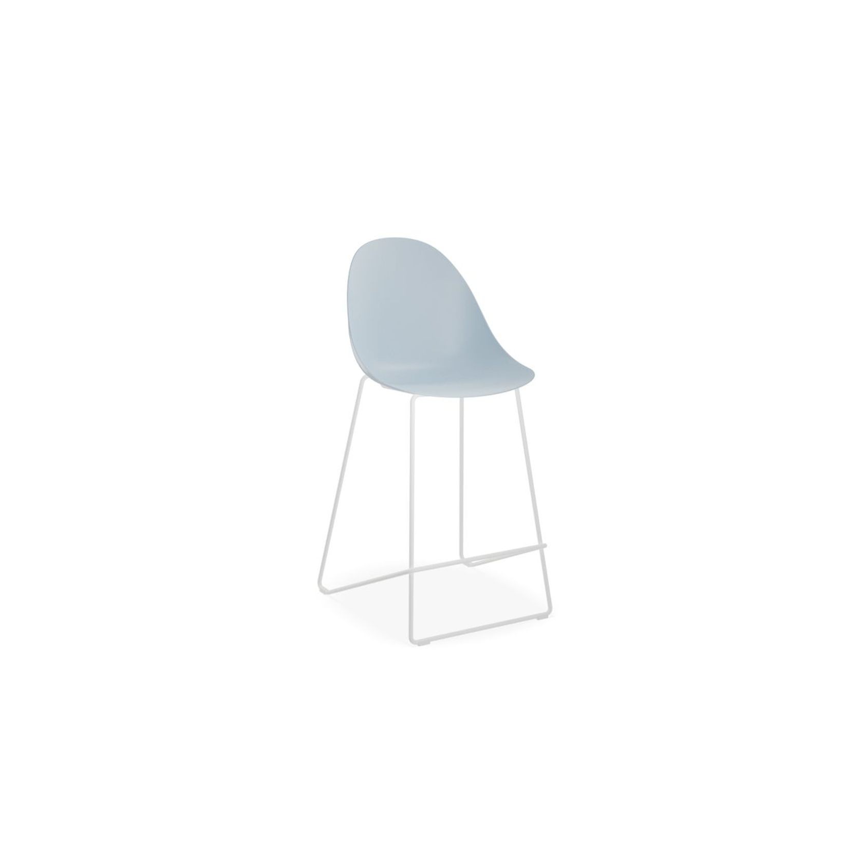 Pebble Blue Stool Shell Seat - Bar Stool 75cm Seat - Black Base gallery detail image