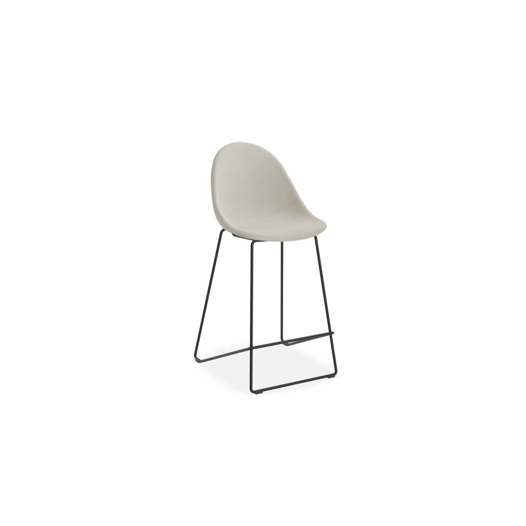Pebble Fabric Light Grey Upholstered Stool - Counter Stool 65cm Seat - Black Frame gallery detail image