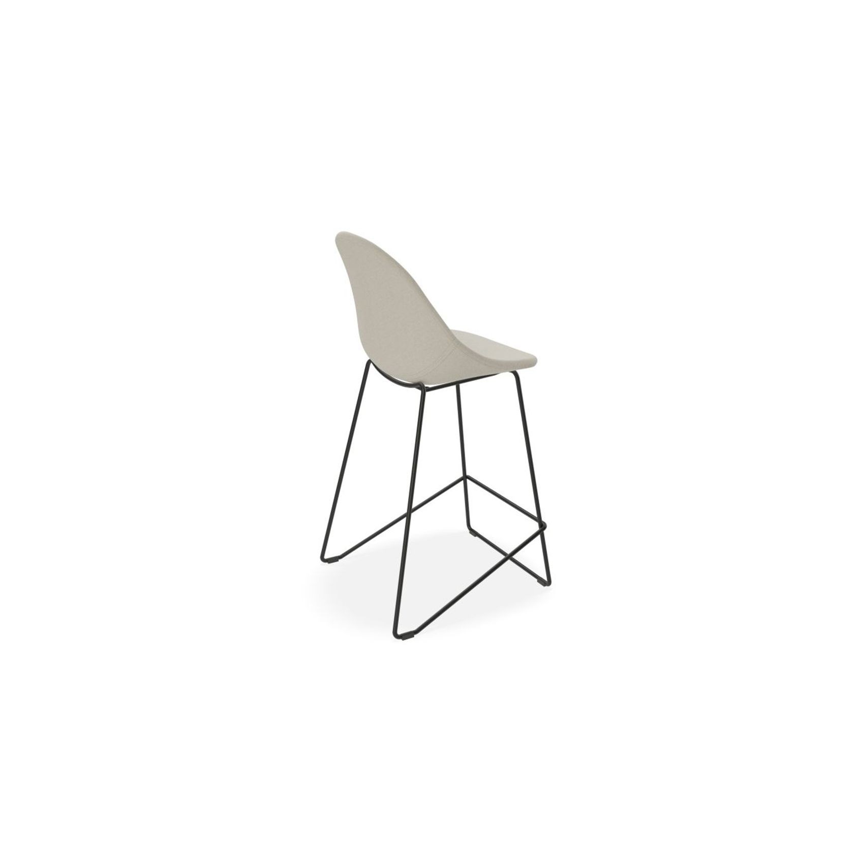 Pebble Fabric Light Grey Upholstered Stool - Counter Stool 65cm Seat - Black Frame gallery detail image