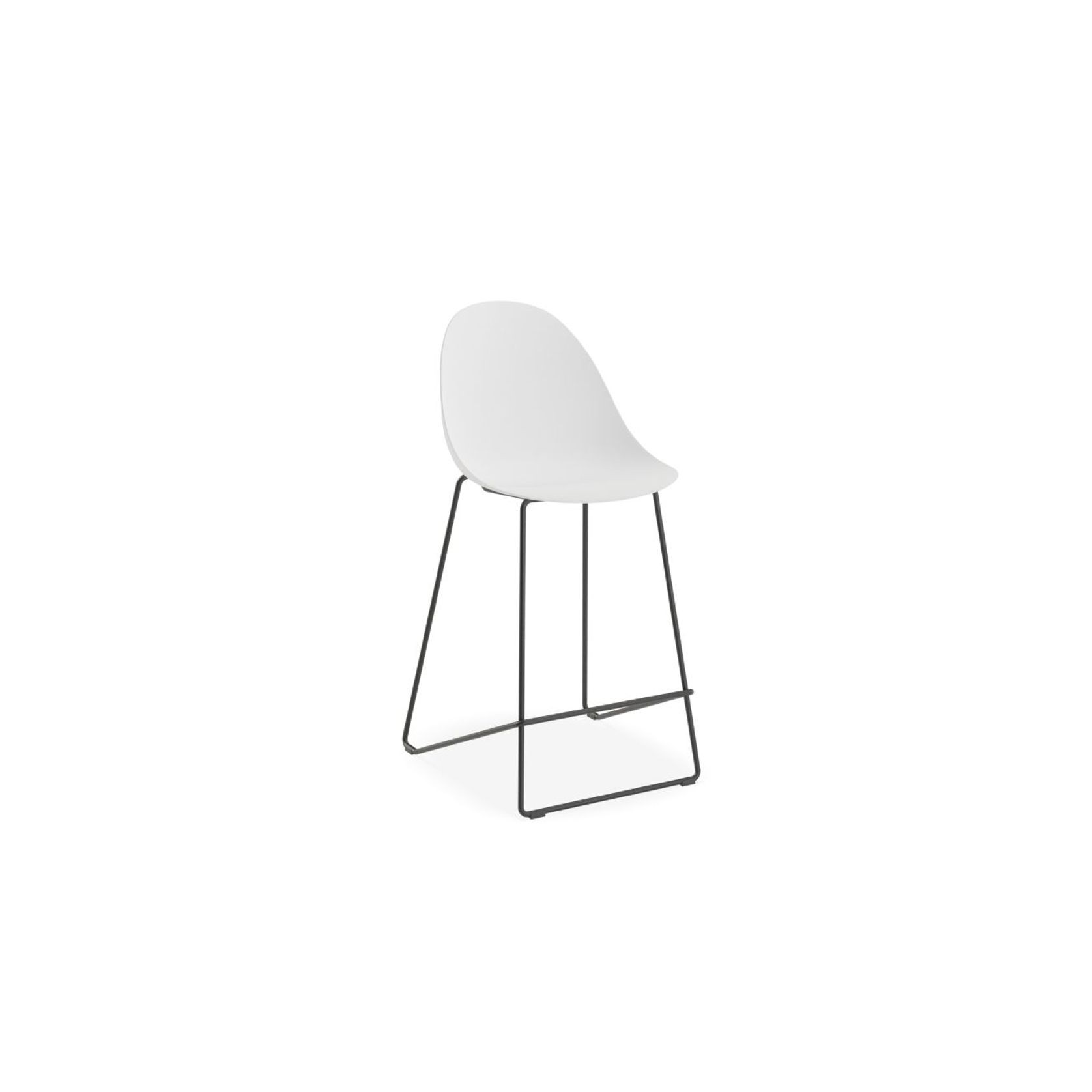 Pebble White Stool Shell Seat - Counter Stool 65cm Seat Height - Black Frame gallery detail image