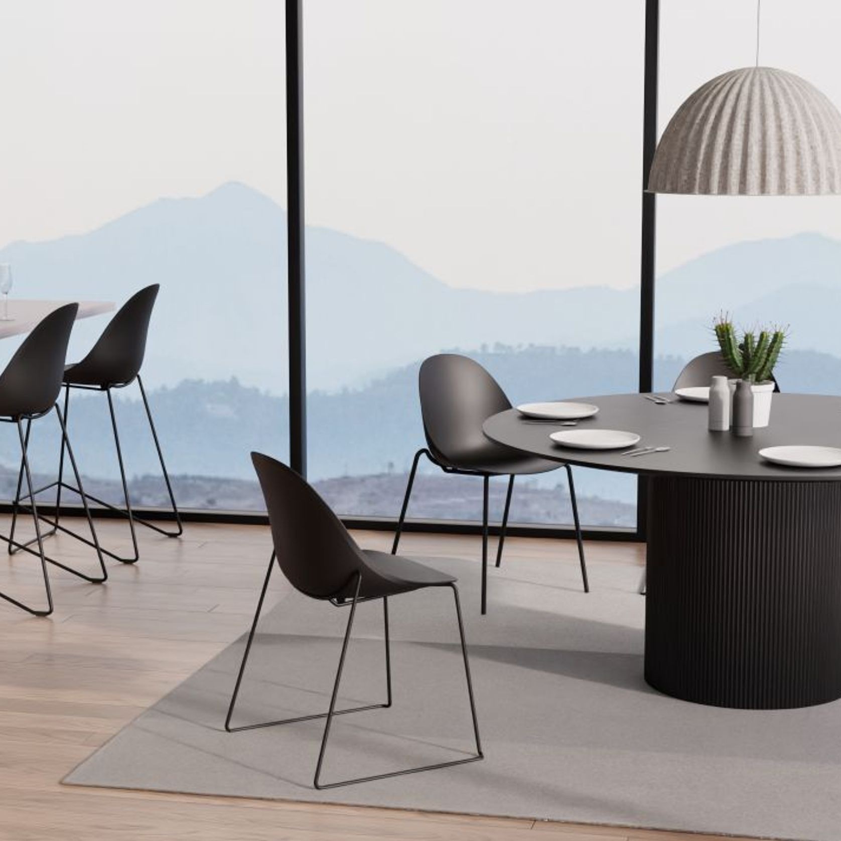 Pebble Black Stool Shell Seat - Counter Stool 75cm Seat gallery detail image