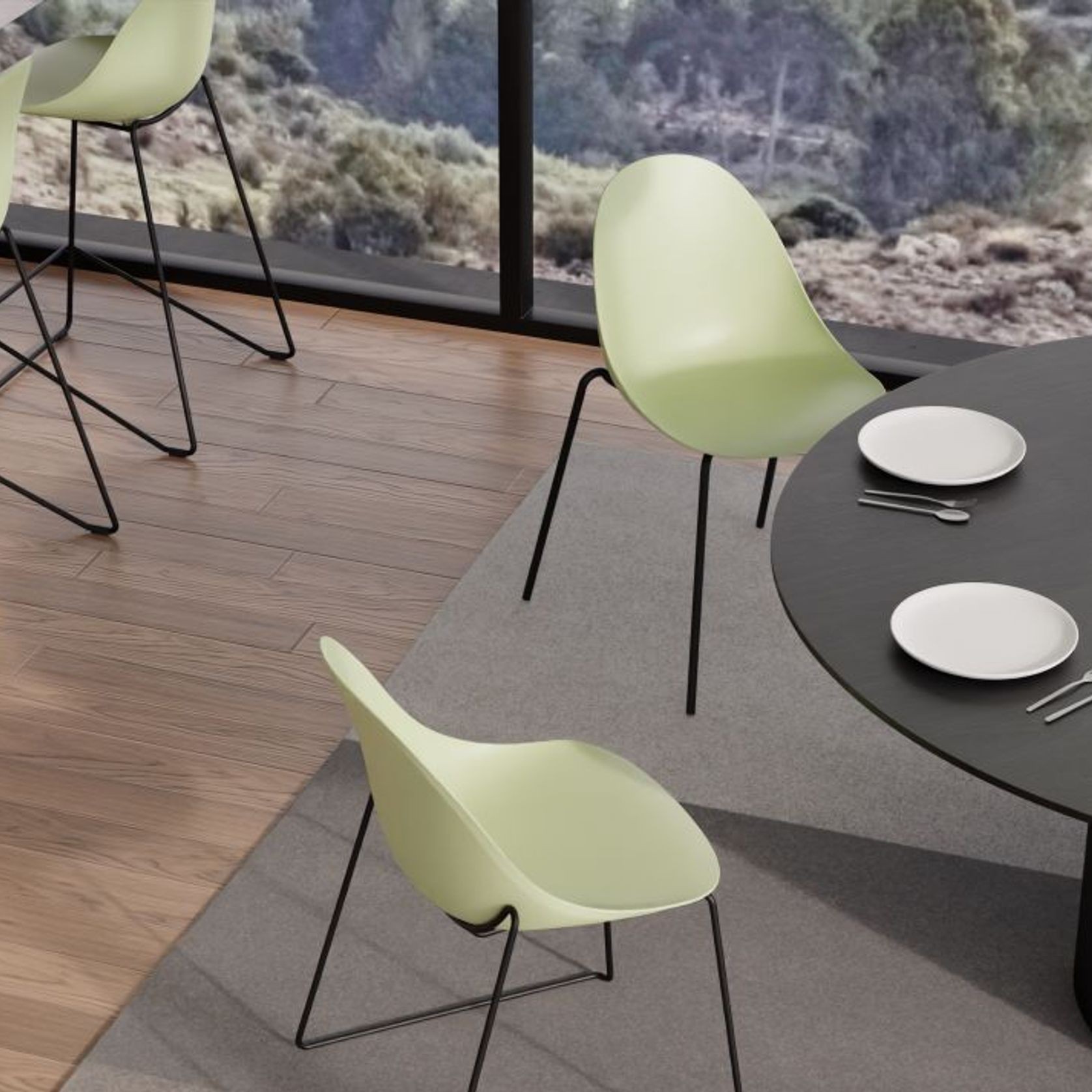 Pebble Mint Green Stool Shell Seat - Bar Stool 75cm Seat - White Base gallery detail image