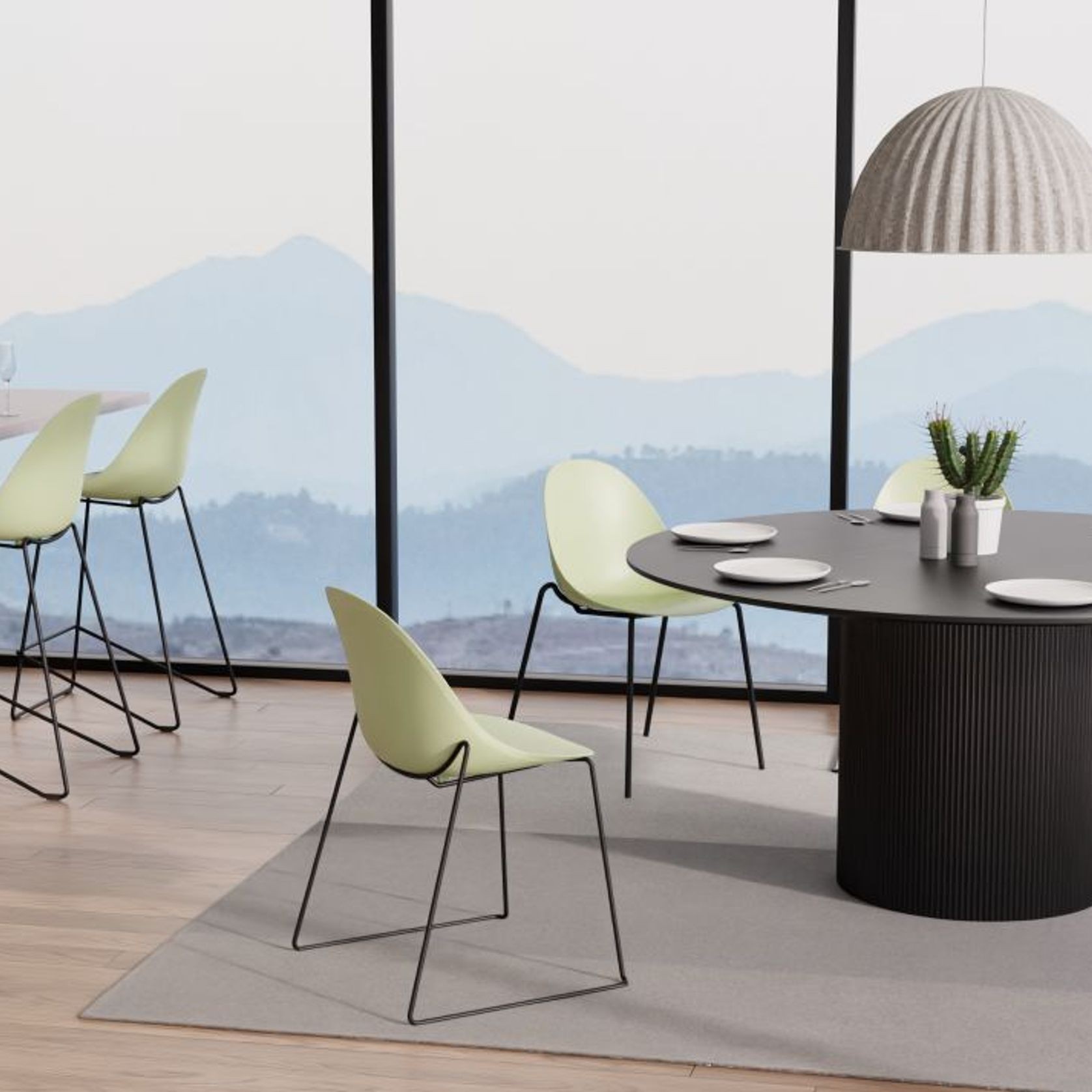 Pebble Mint Green Stool Shell Seat - Bar Stool 75cm Seat - White Base gallery detail image