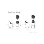 Pebble Fabric Grey Upholstered Stool - 75cm Seat Height gallery detail image