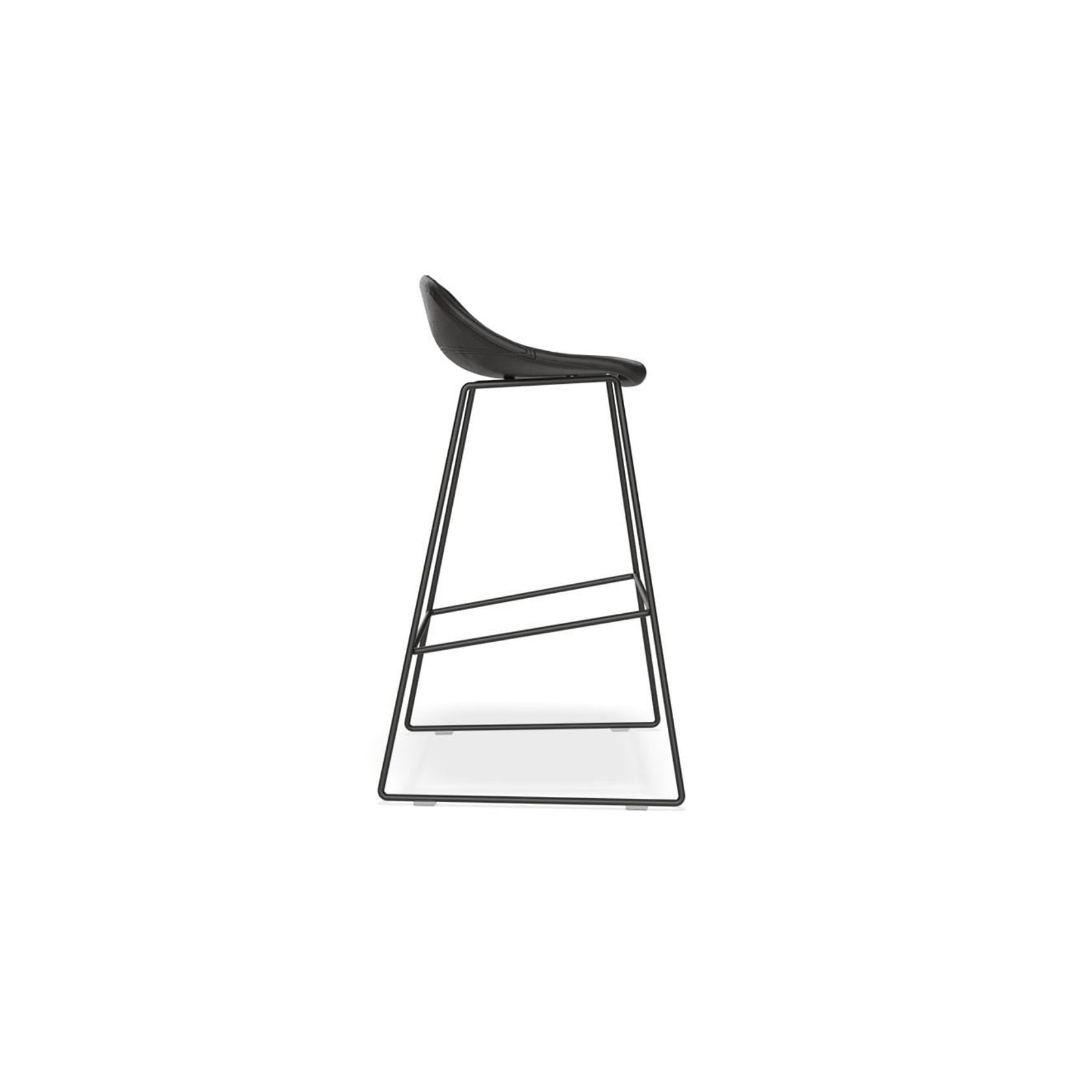 Pop Stool with Black Frame and Upholstered Vintage Black Seat gallery detail image