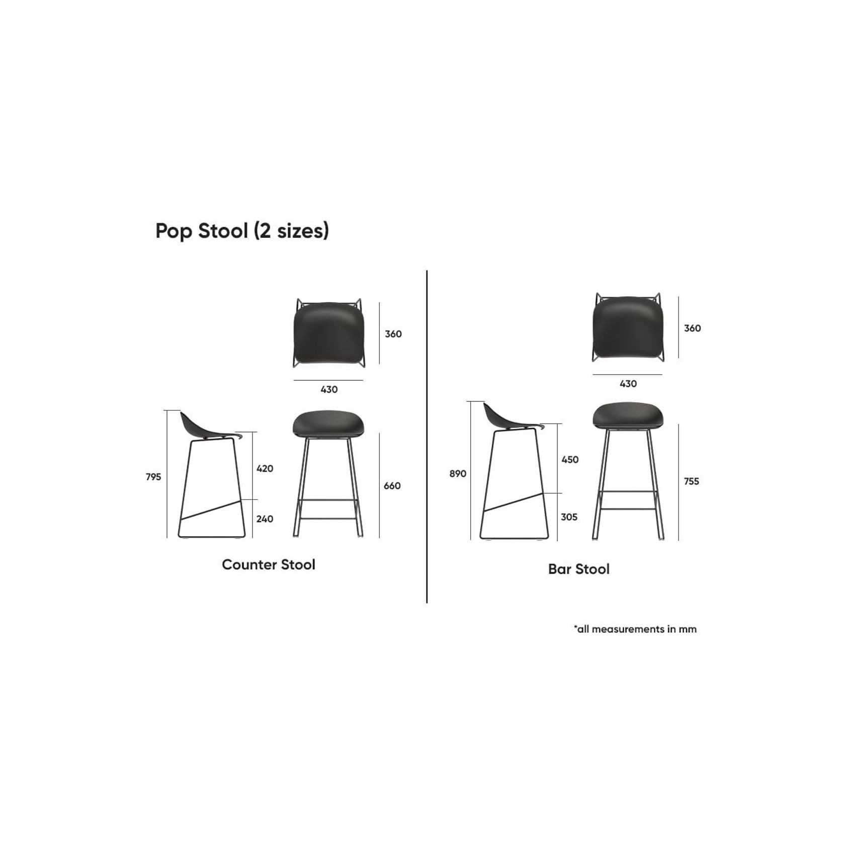 Pop Stool - Silver Grey Frame and Shell Seat gallery detail image