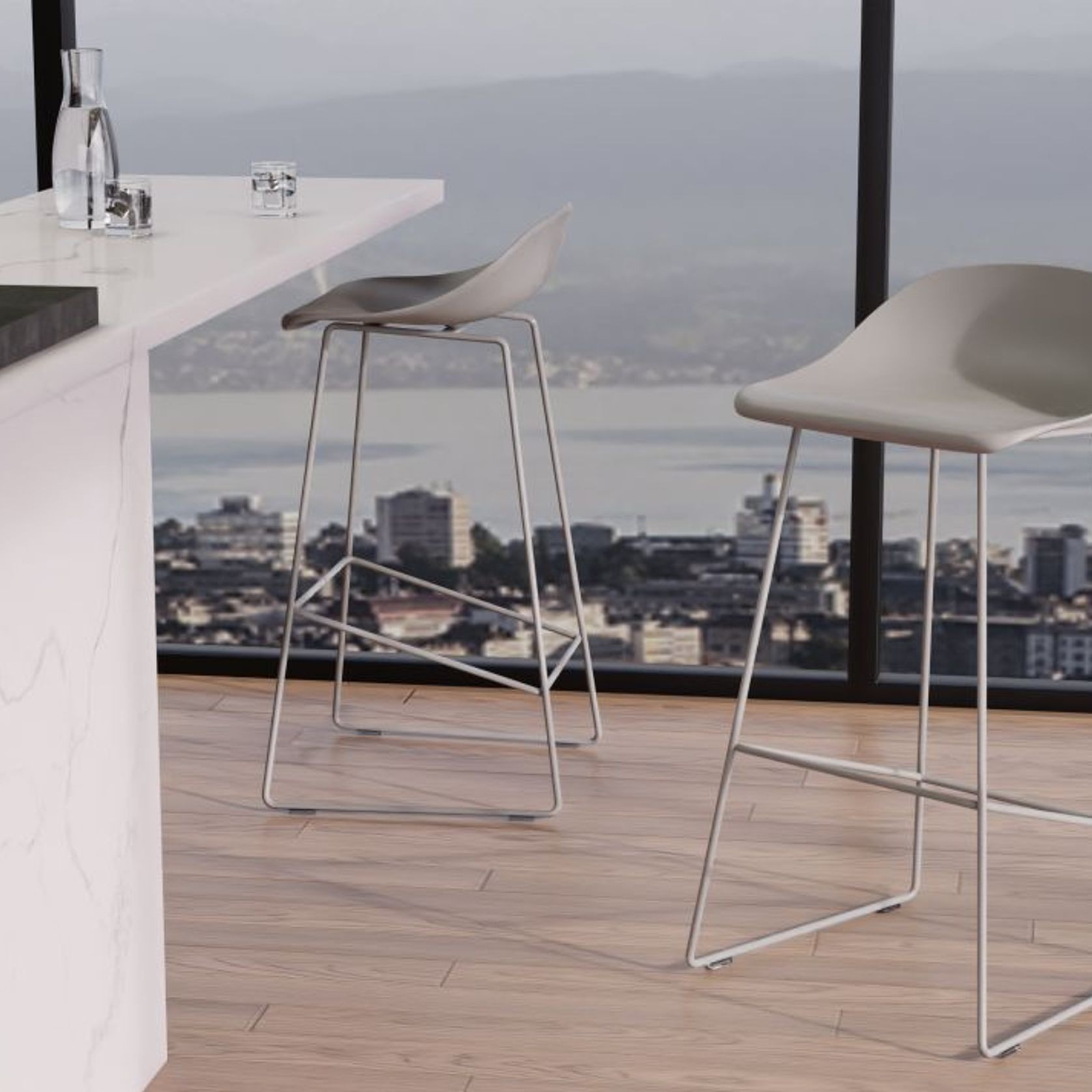 Pop Stool - Silver Grey Frame and Shell Seat gallery detail image