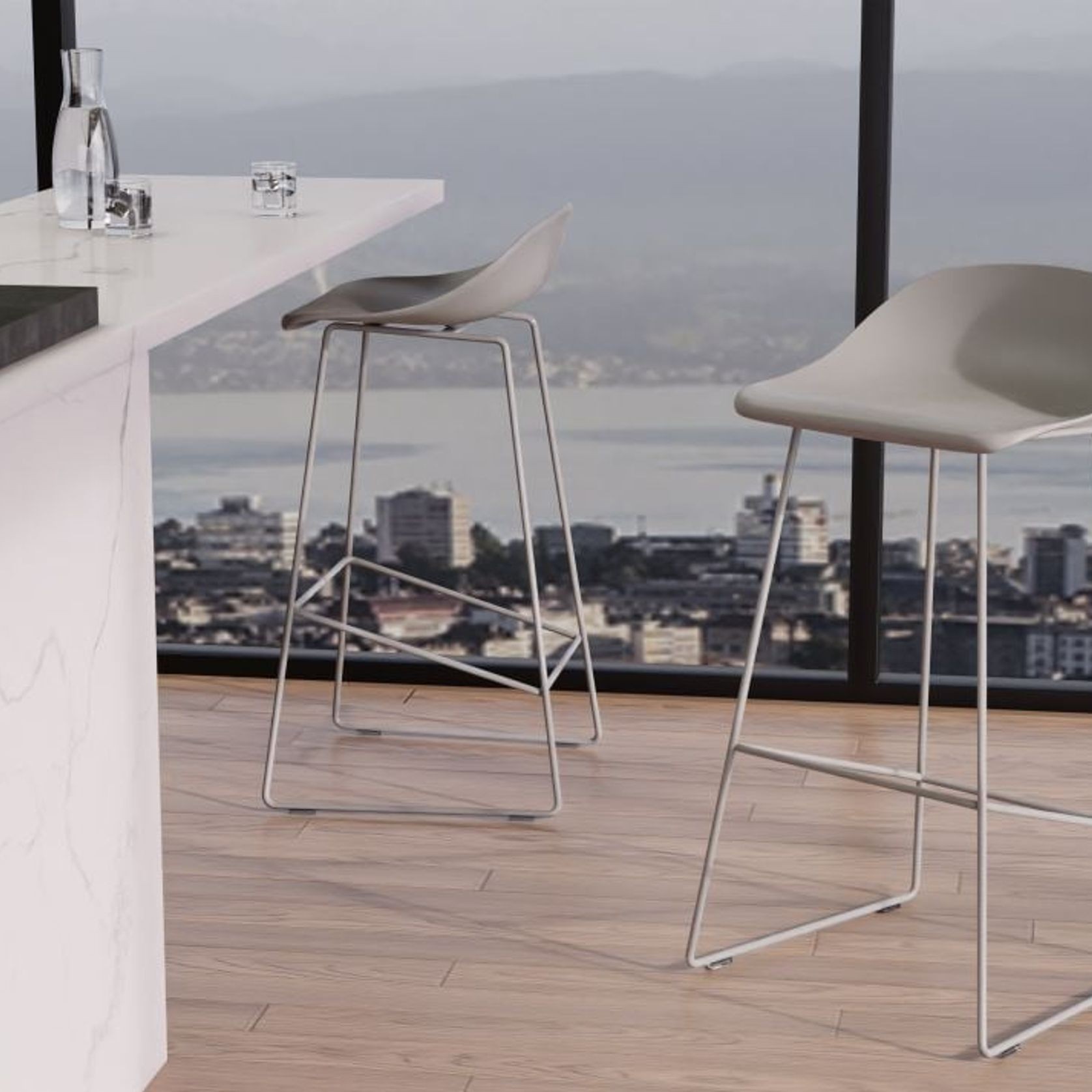 Pop Stool - Silver Grey Frame and Shell Seat gallery detail image