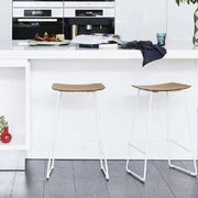 Winnie Stool White Leather - 66cm Kitchen Bench Height gallery detail image