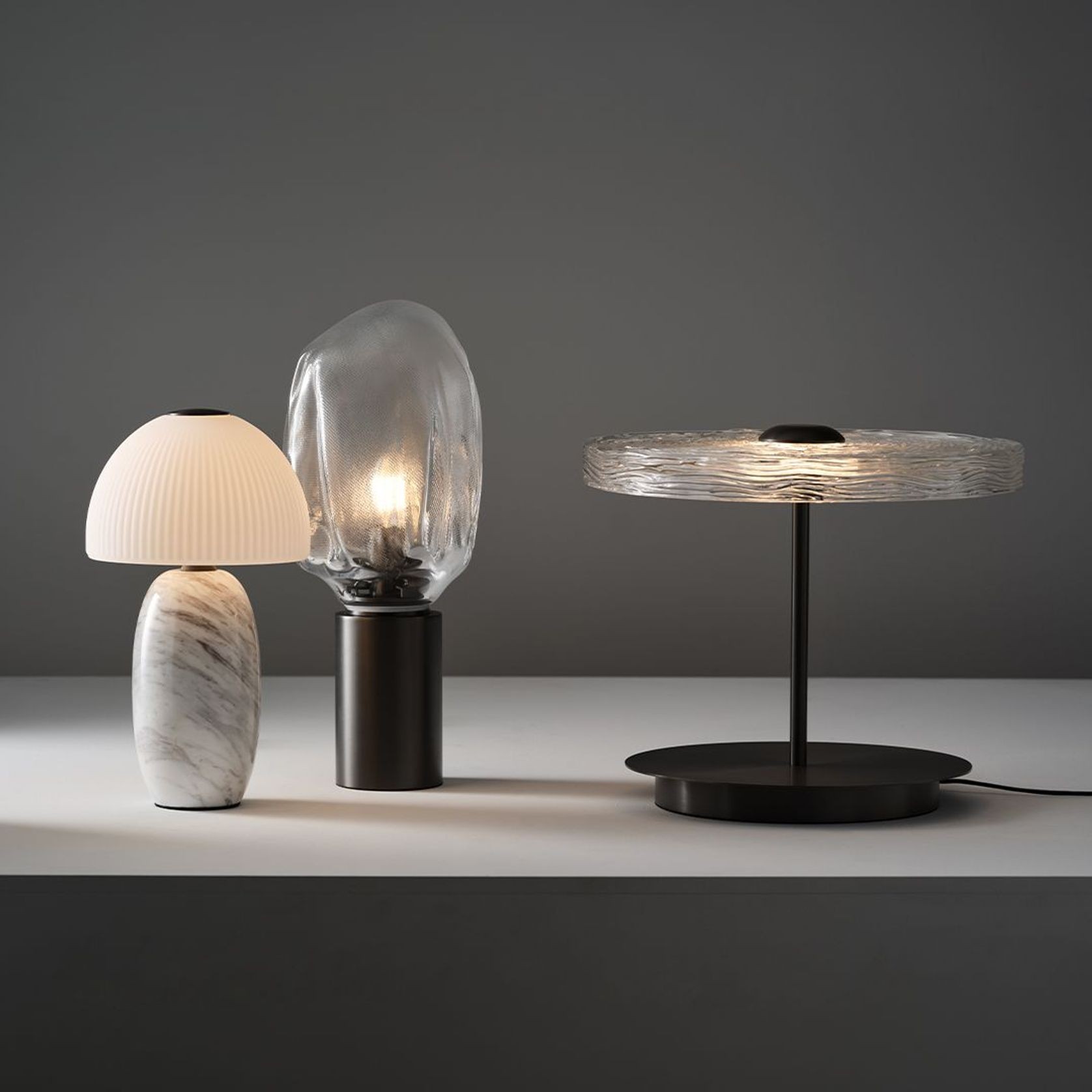 Goddess LED Glass Table Lamp in Aged Brushed Nickel gallery detail image