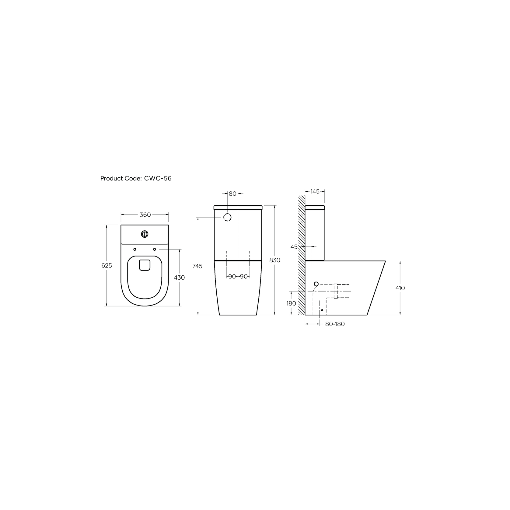 Code Pure Typhoon Btw Toilet Suite White Gloss gallery detail image