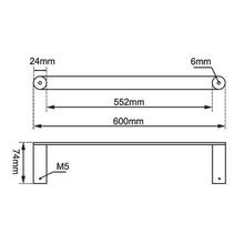 Rushy Single Towel Rail 600mm Brushed Nickel gallery detail image